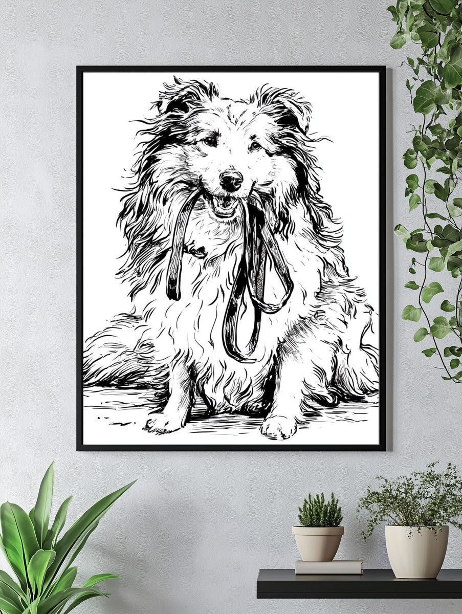 Sheltie Line Art Poster. — room view 4