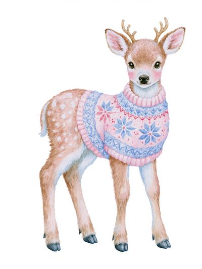 Watercolor Deer Fawn Poster. poster