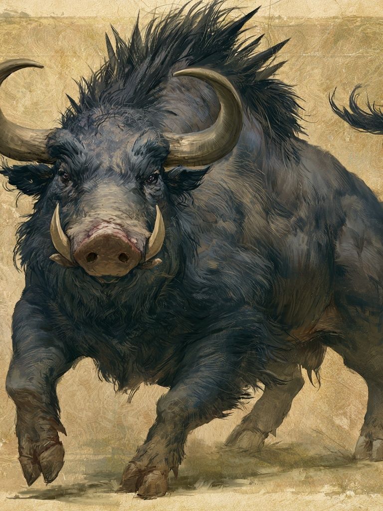 Charging Warthog Illustration Poster. poster detail