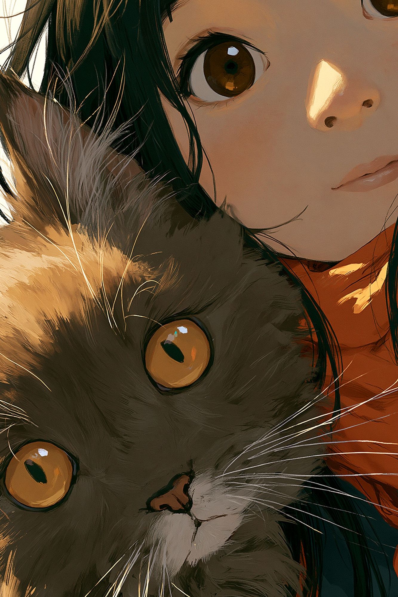 Girl and Cat Portrait Poster. poster detail