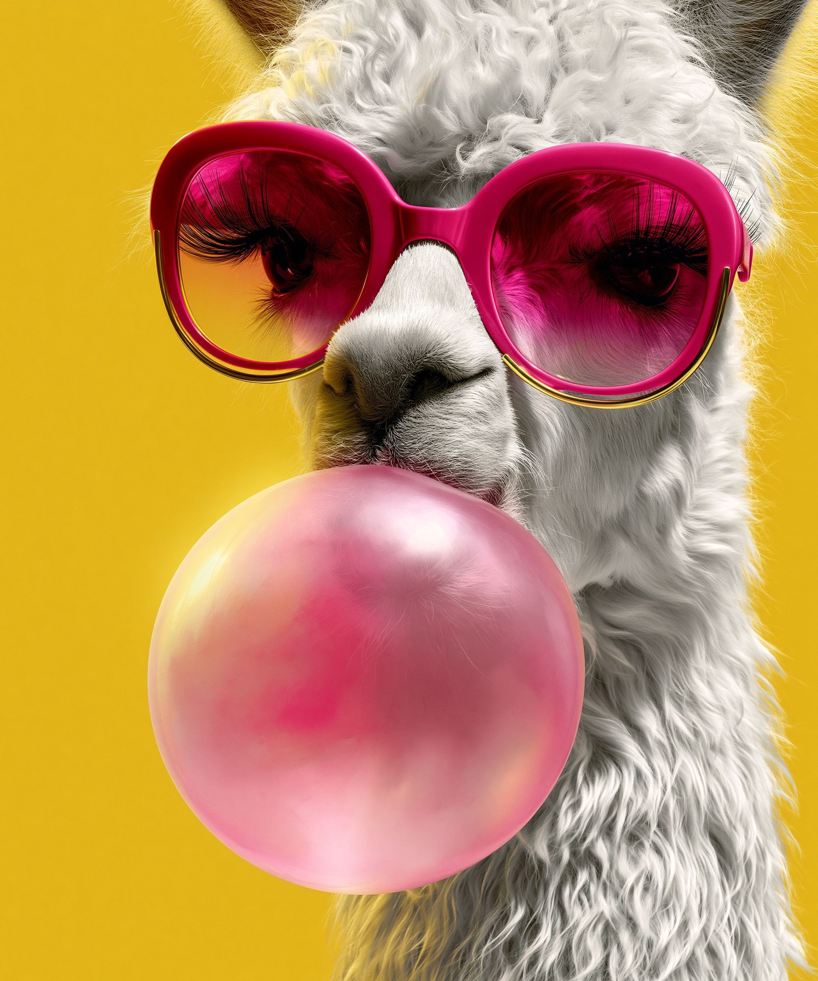 Llama Bubblegum Pop-Art Poster. poster detail