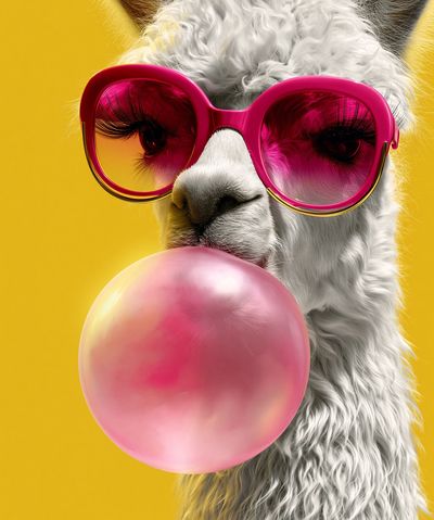 Llama Bubblegum Pop-Art Poster. poster print