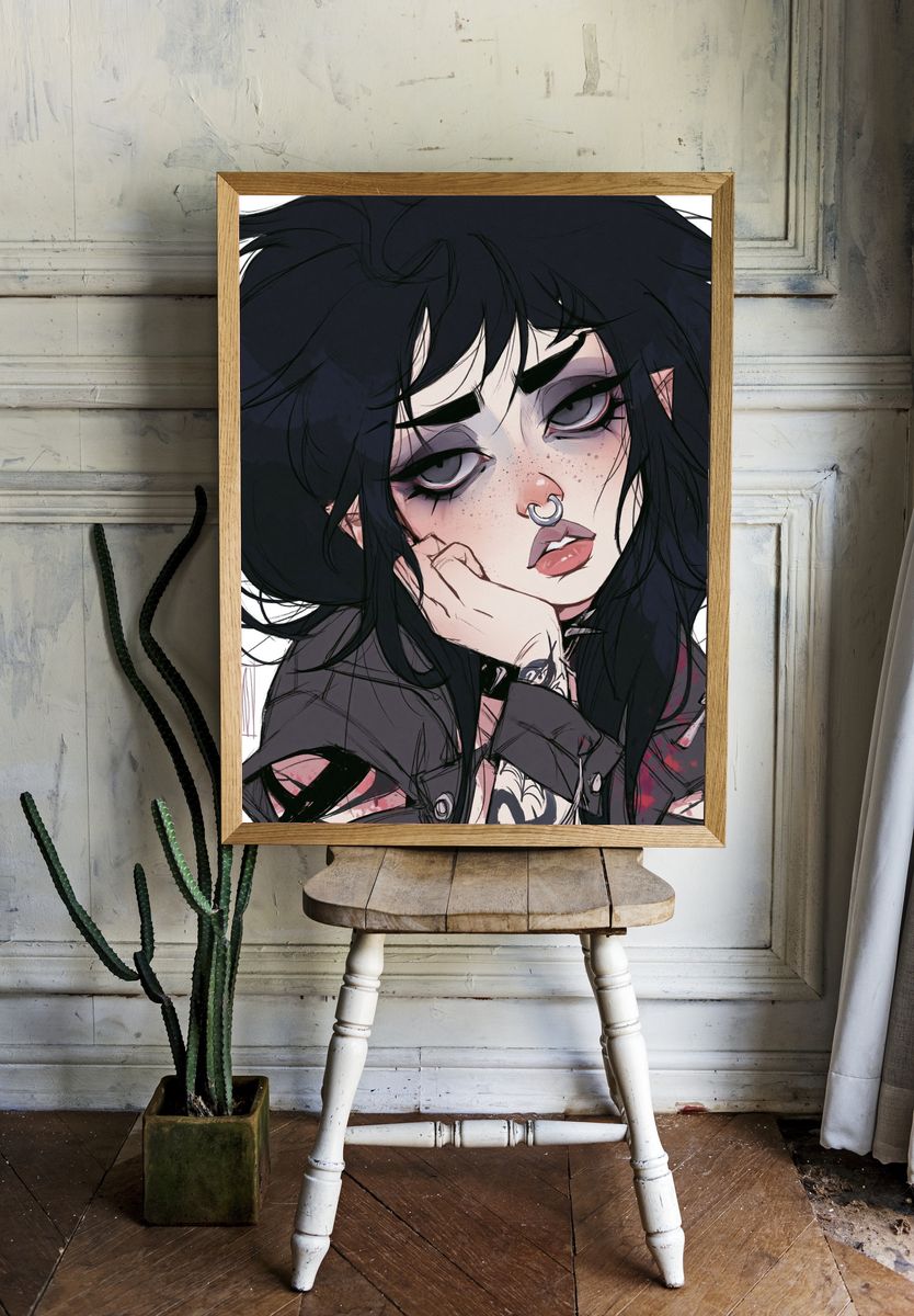 Gothic Punk Portrait Print. — room view 1