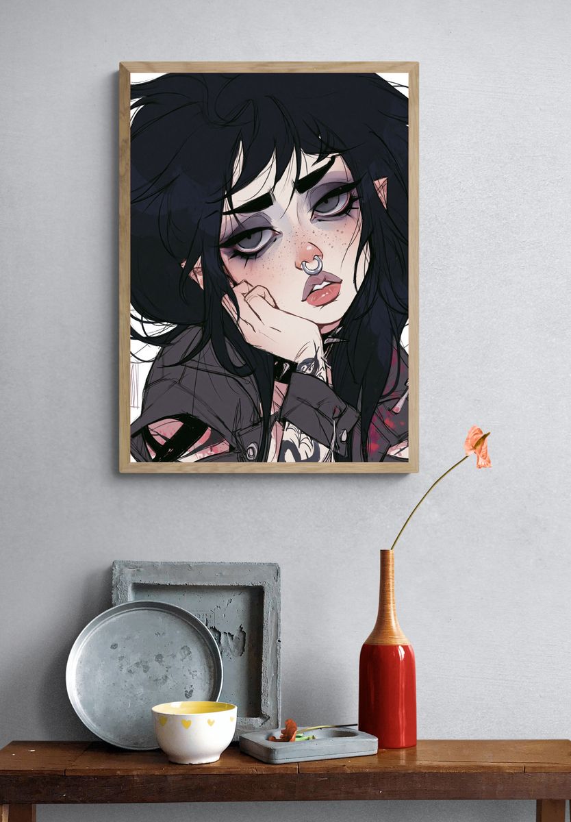 Gothic Punk Portrait Print. — room view 3