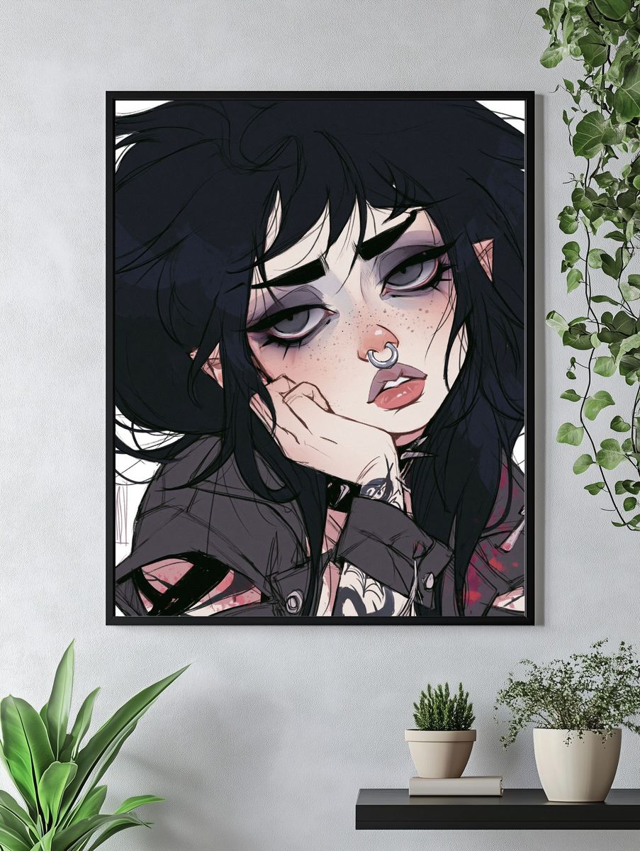 Gothic Punk Portrait Print. — room view 4