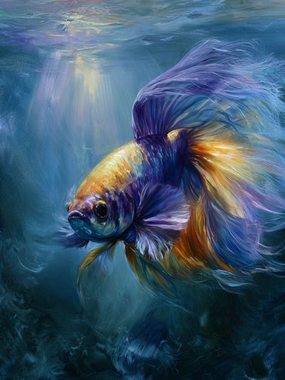 Betta Fish Underwater Illustration Poster. poster