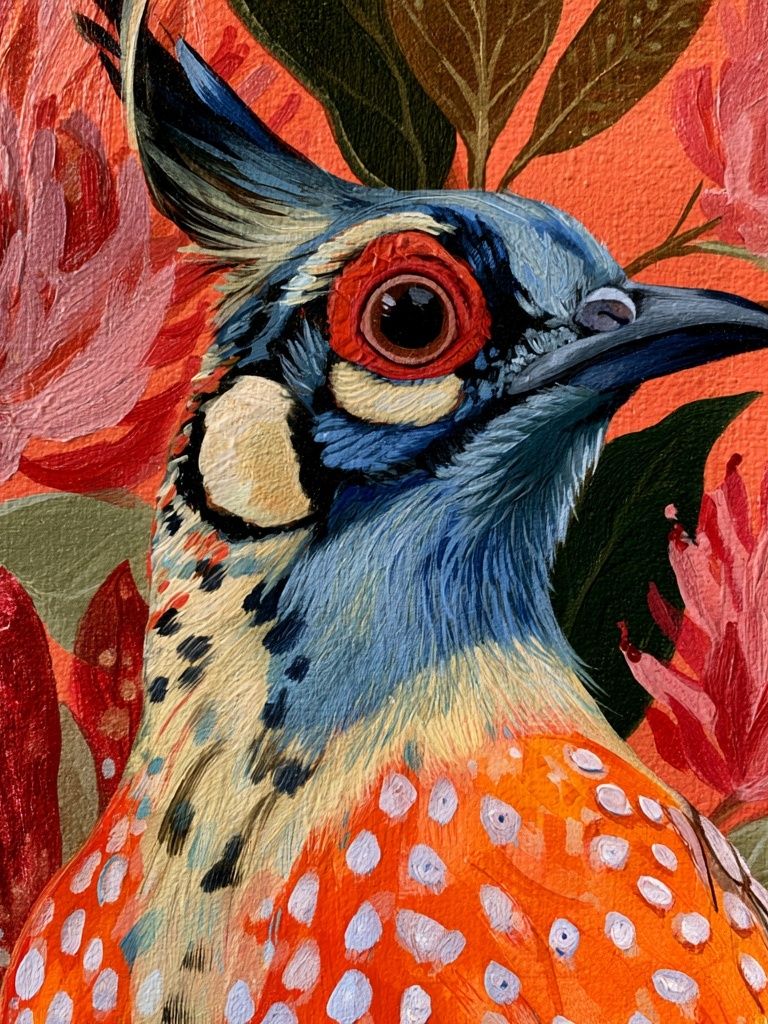 Colorful Bird and Floral Illustration Poster. poster — animals art
