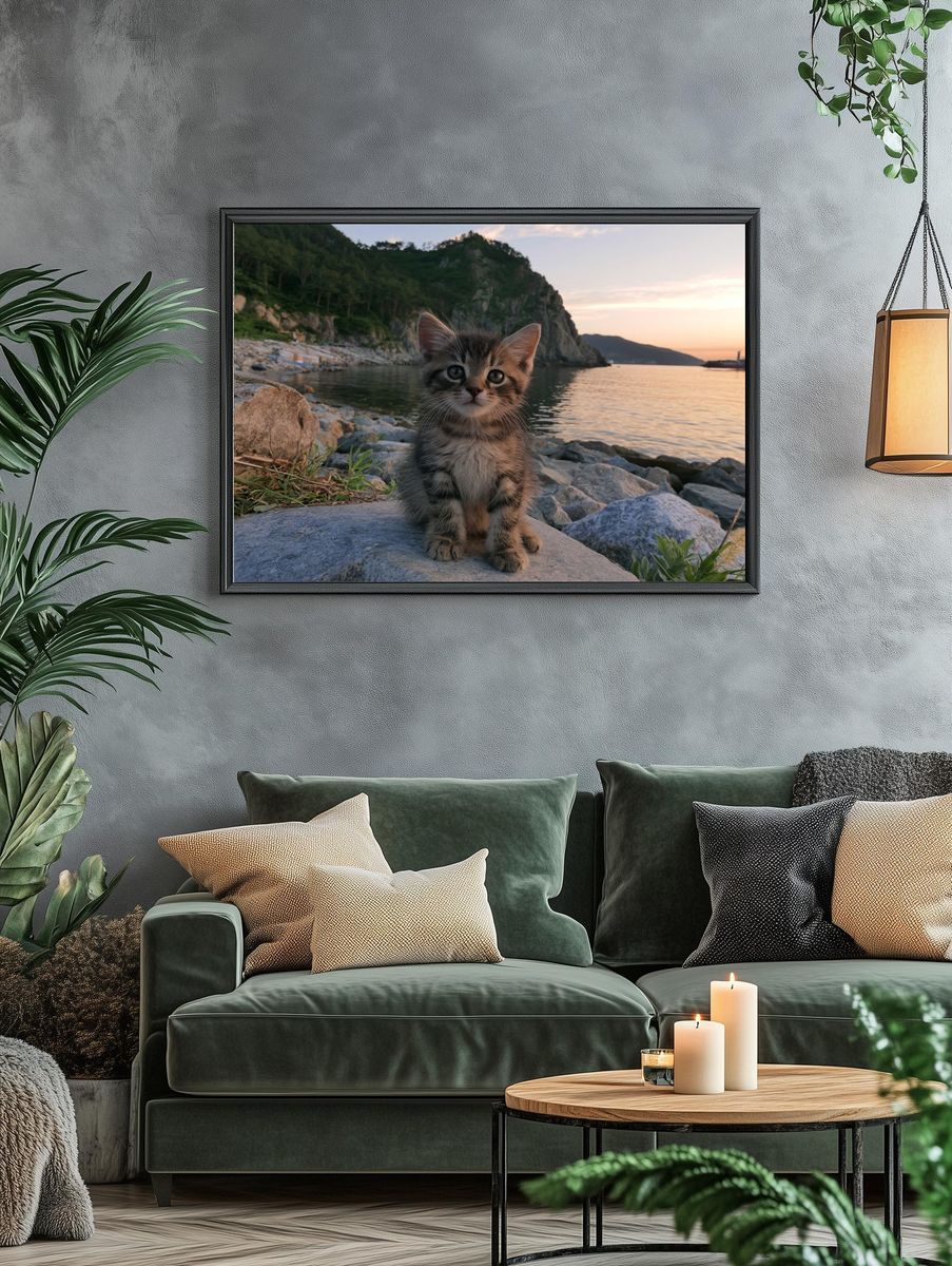 Kitten at Sunset Photography Poster. — room view 4