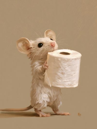 Mouse with Toilet Paper Illustration Poster. poster