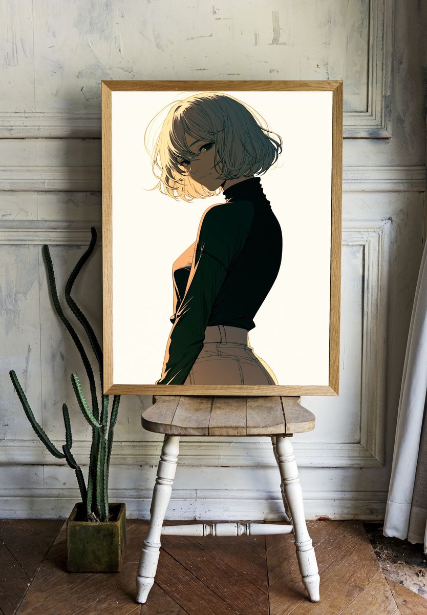Anime Portrait — Digital Art Print. room preview