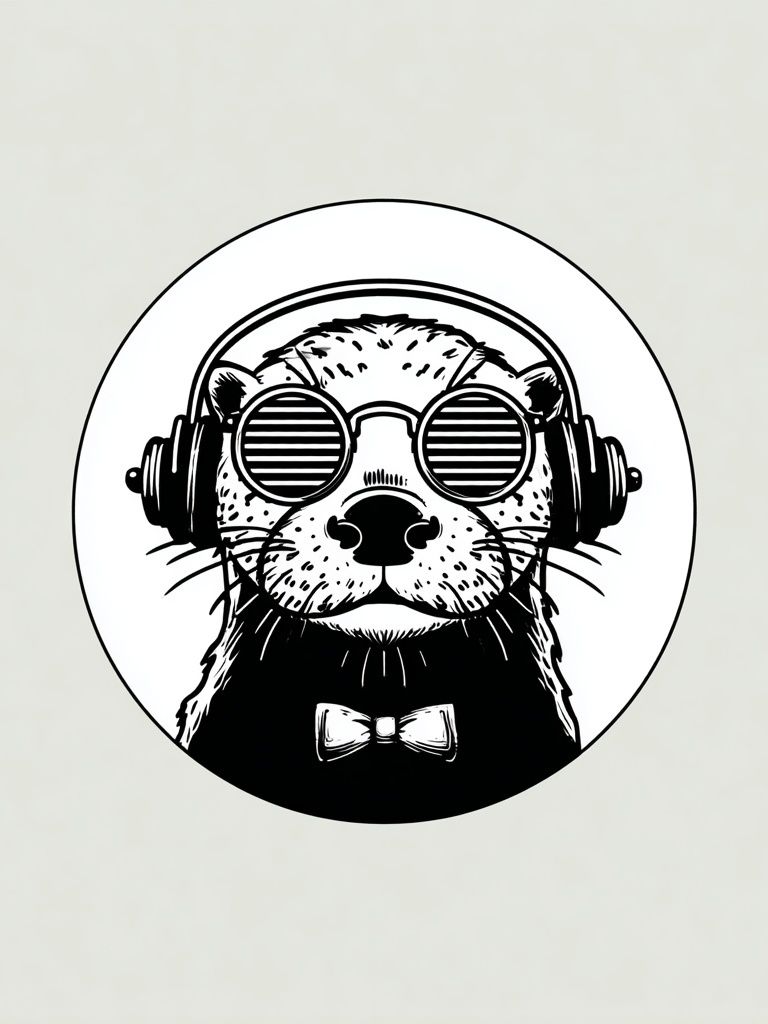 Otter DJ Portrait Print. poster — animals art
