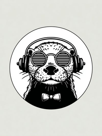 Otter DJ Portrait Print. poster