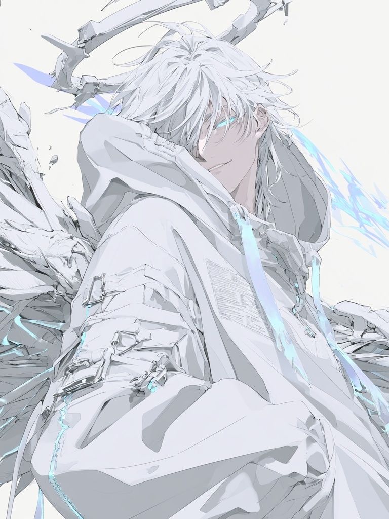 White-Haired Anime Angel Poster. poster — anime art