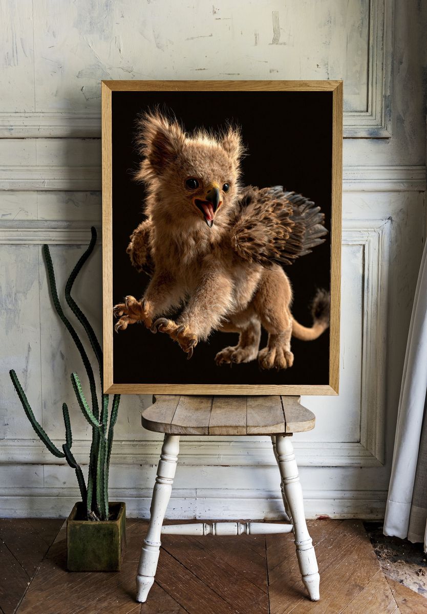 Baby Griffin Fantasy Illustration Poster. — room view 1