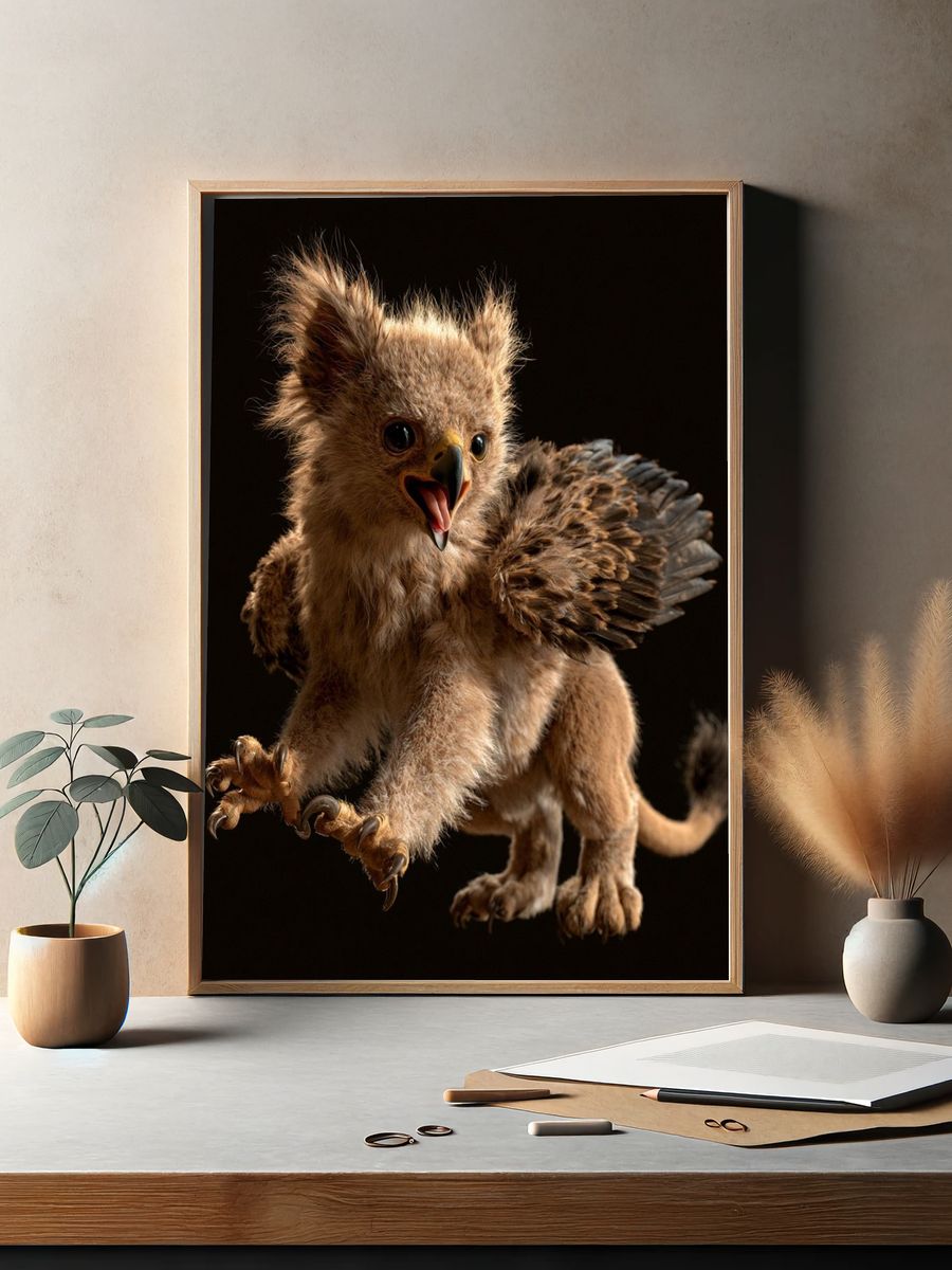 Baby Griffin Fantasy Illustration Poster. — room view 2