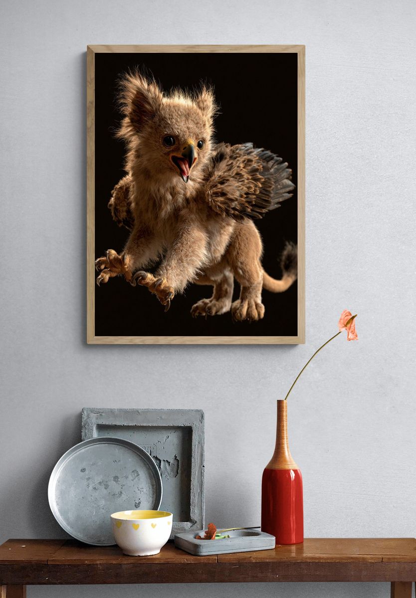 Baby Griffin Fantasy Illustration Poster. — room view 3