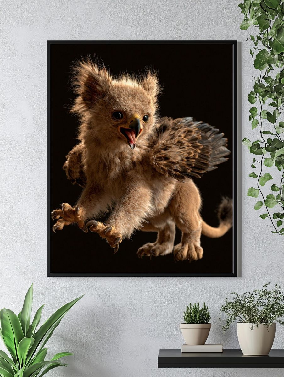 Baby Griffin Fantasy Illustration Poster. — room view 4
