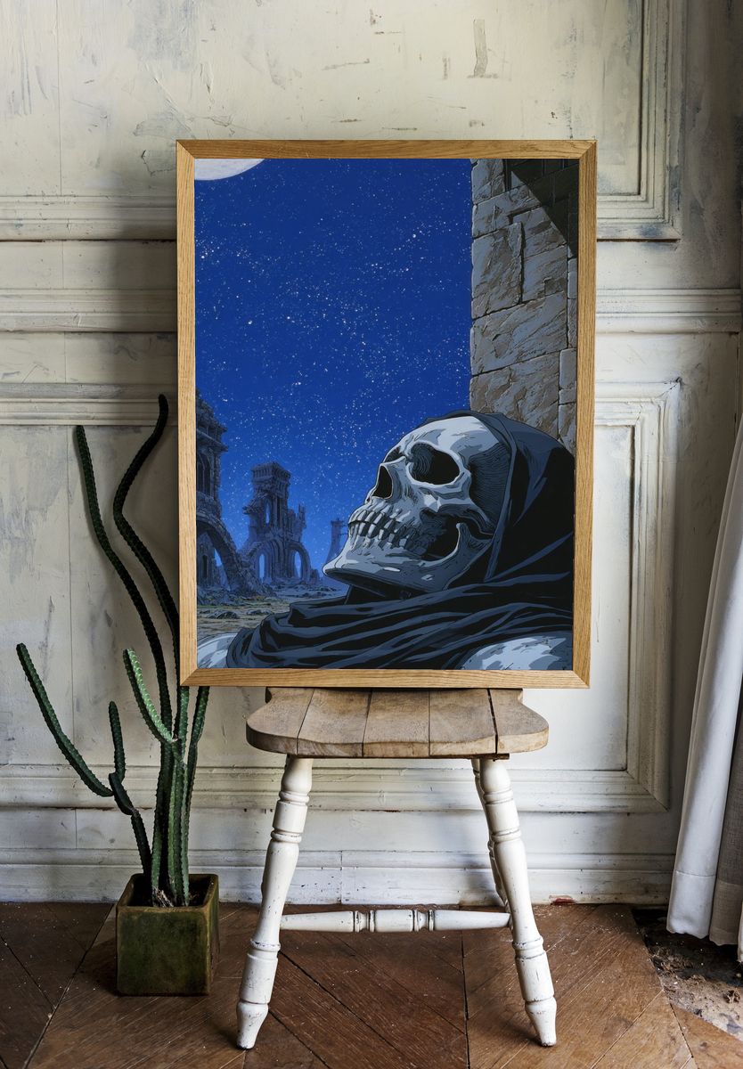 Moonlit Skull Ruins Anime Poster. — room view 1