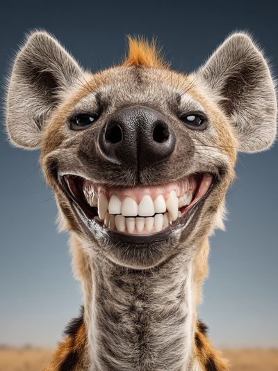 Smiling Hyena Portrait Poster. poster