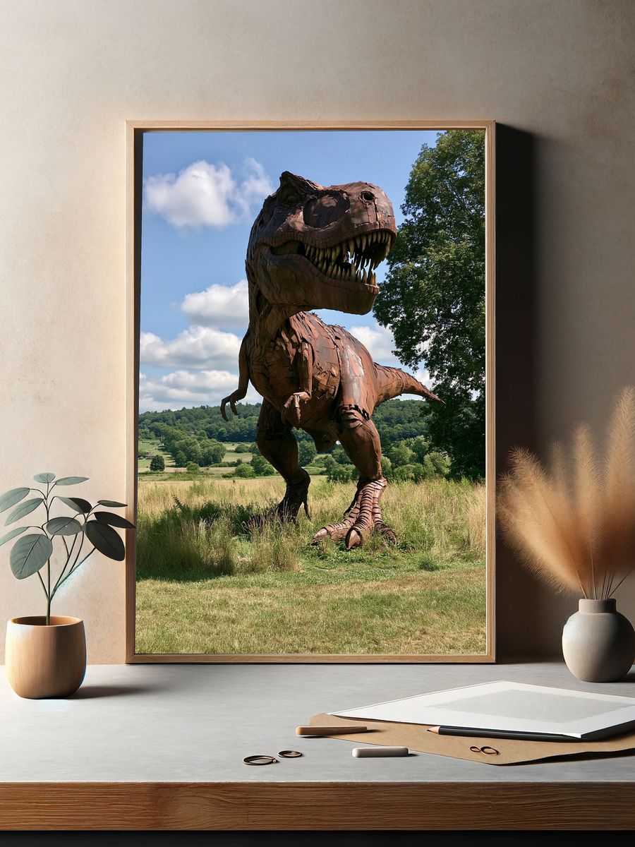 T-Rex Sculpture Landscape Print. — room view 2