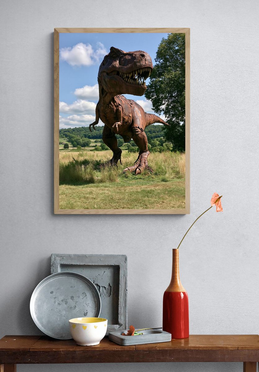 T-Rex Sculpture Landscape Print. — room view 3
