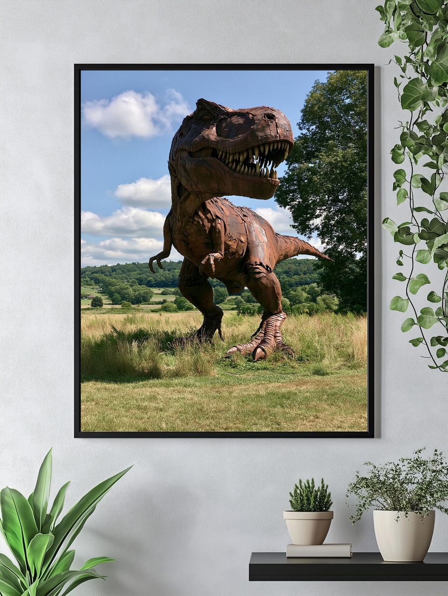 T-Rex Sculpture Landscape Print. — room view 4