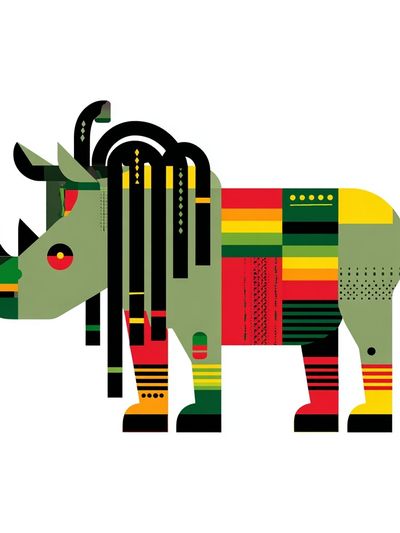 Geometric Rhino Illustration Poster. poster