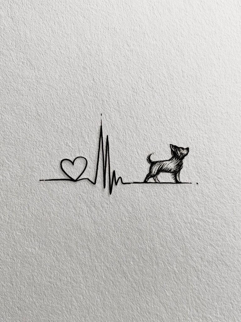 Heartbeat Dog Line Art Poster. poster detail