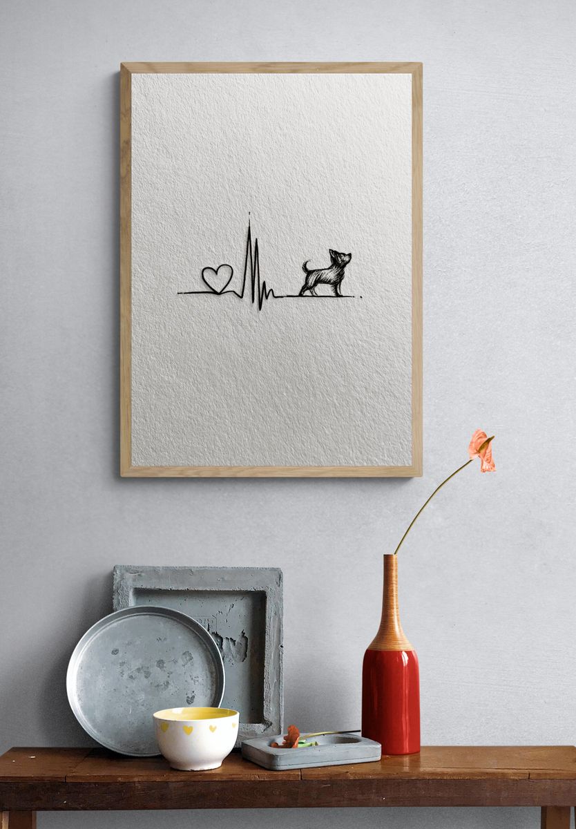 Heartbeat Dog Line Art Poster. — room view 3
