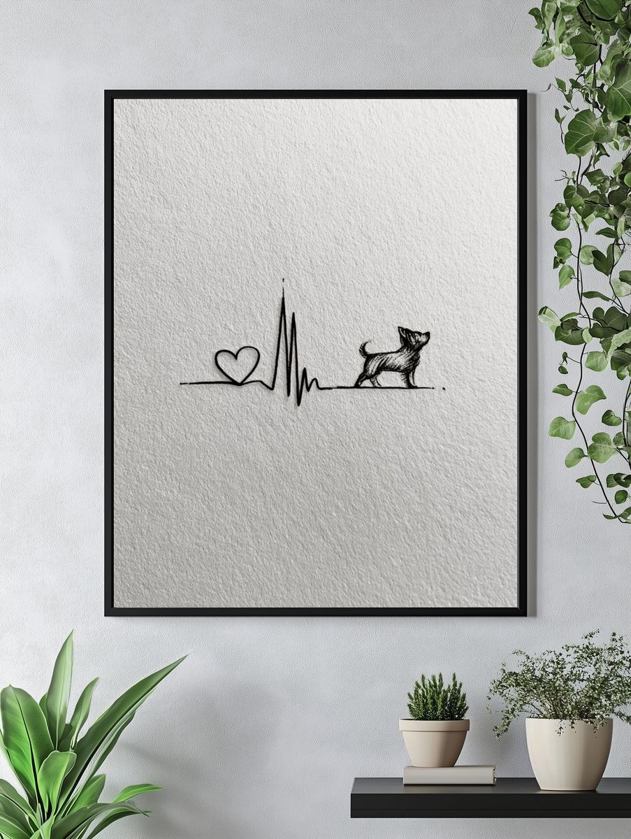 Heartbeat Dog Line Art Poster. — room view 4