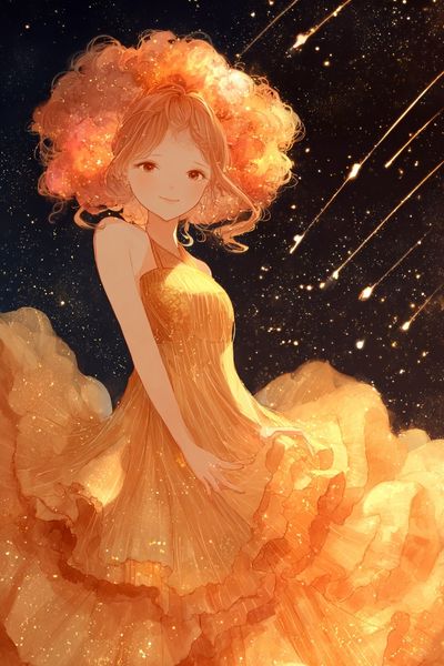 Celestial Girl in Orange Dress Poster.