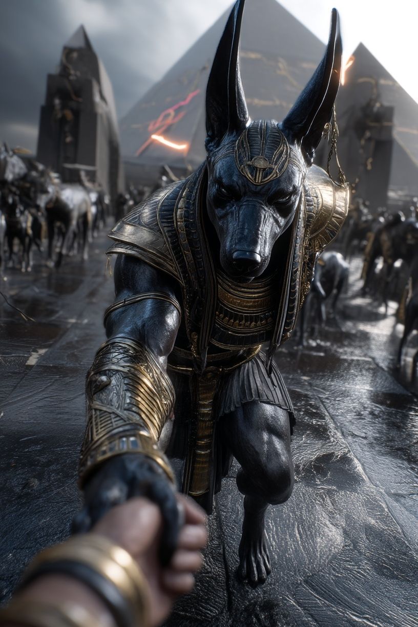Anubis Pyramid Scene Fantasy Poster. poster detail