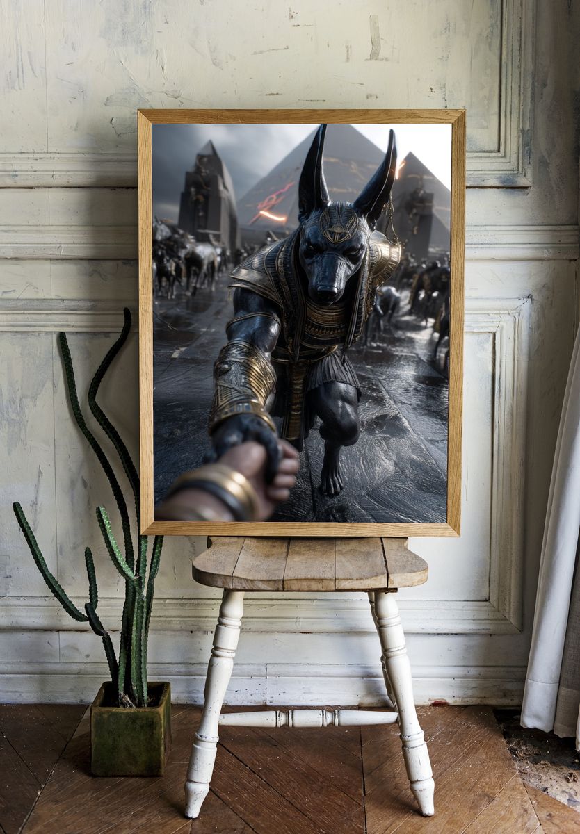 Anubis Pyramid Scene Fantasy Poster. room preview