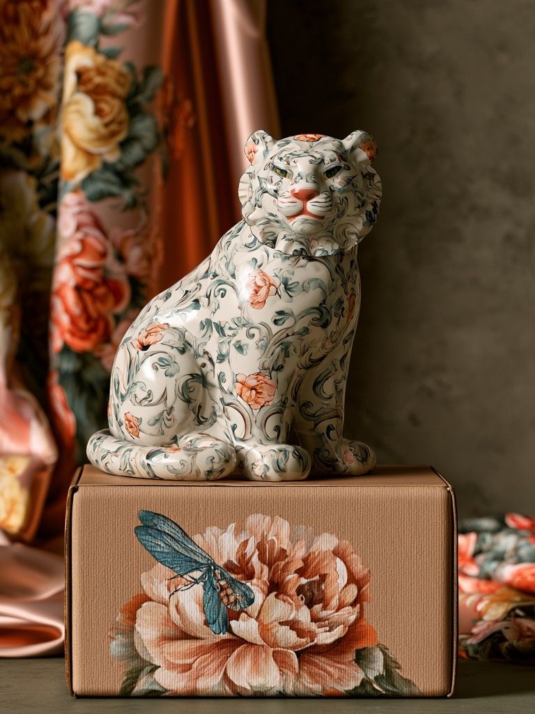 Floral Tiger Still Life Print. poster detail