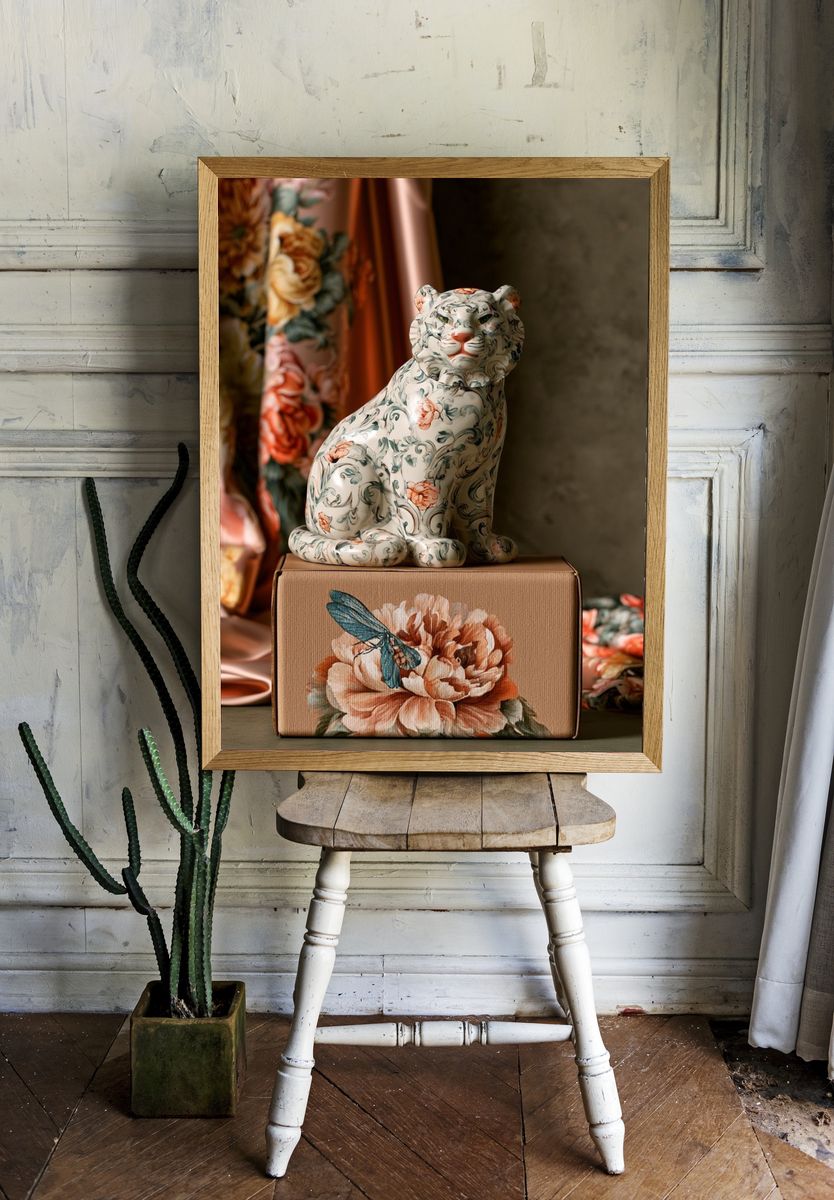 Floral Tiger Still Life Print. — room view 1