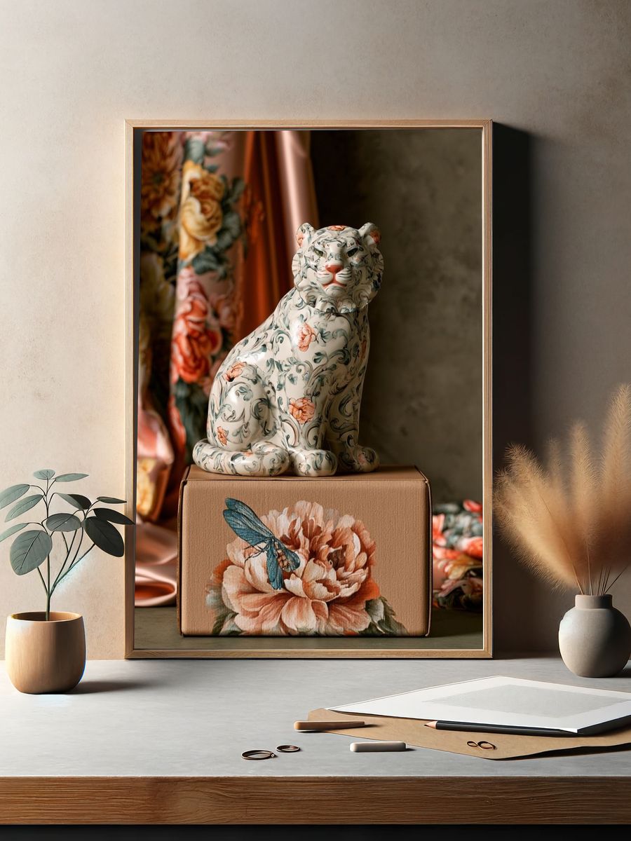 Floral Tiger Still Life Print. — room view 2