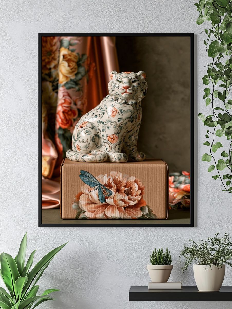Floral Tiger Still Life Print. — room view 4