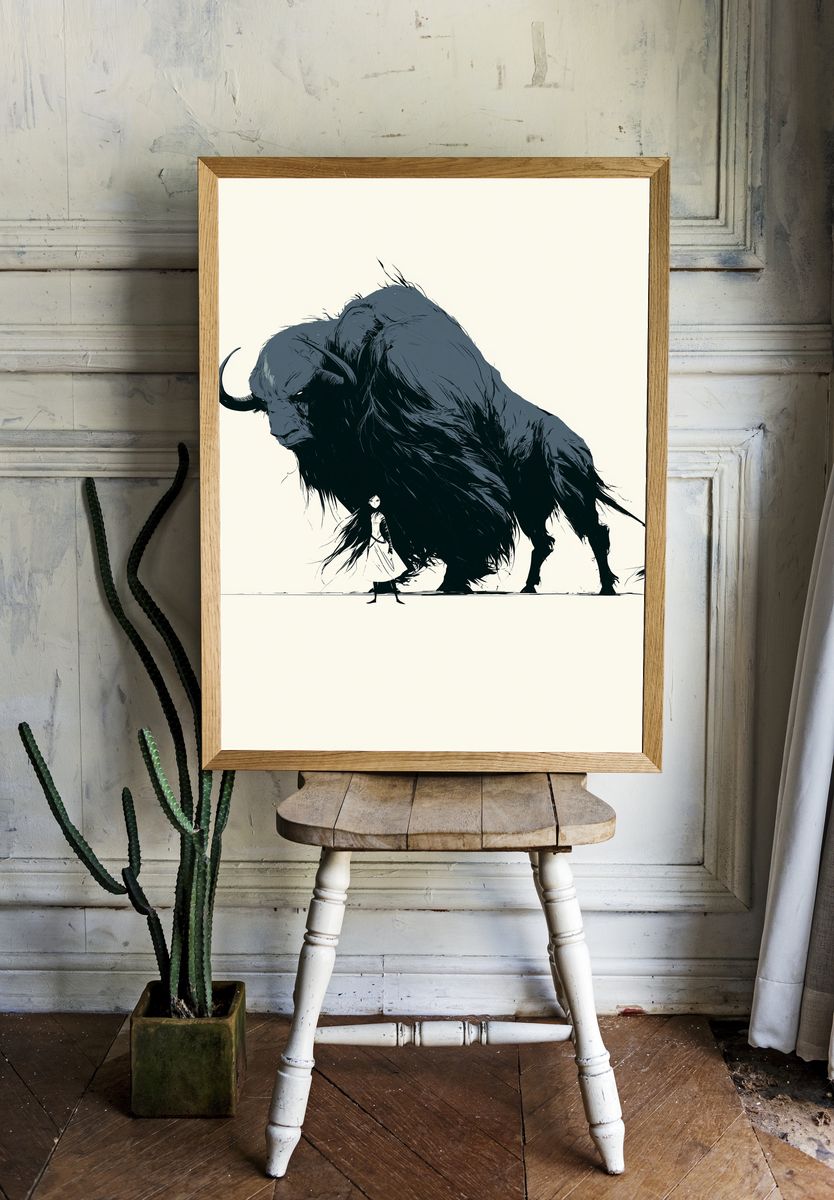 Charging Buffalo Ink Poster. — room view 1