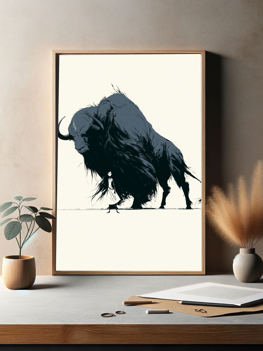 Charging Buffalo Ink Poster. — room view 2