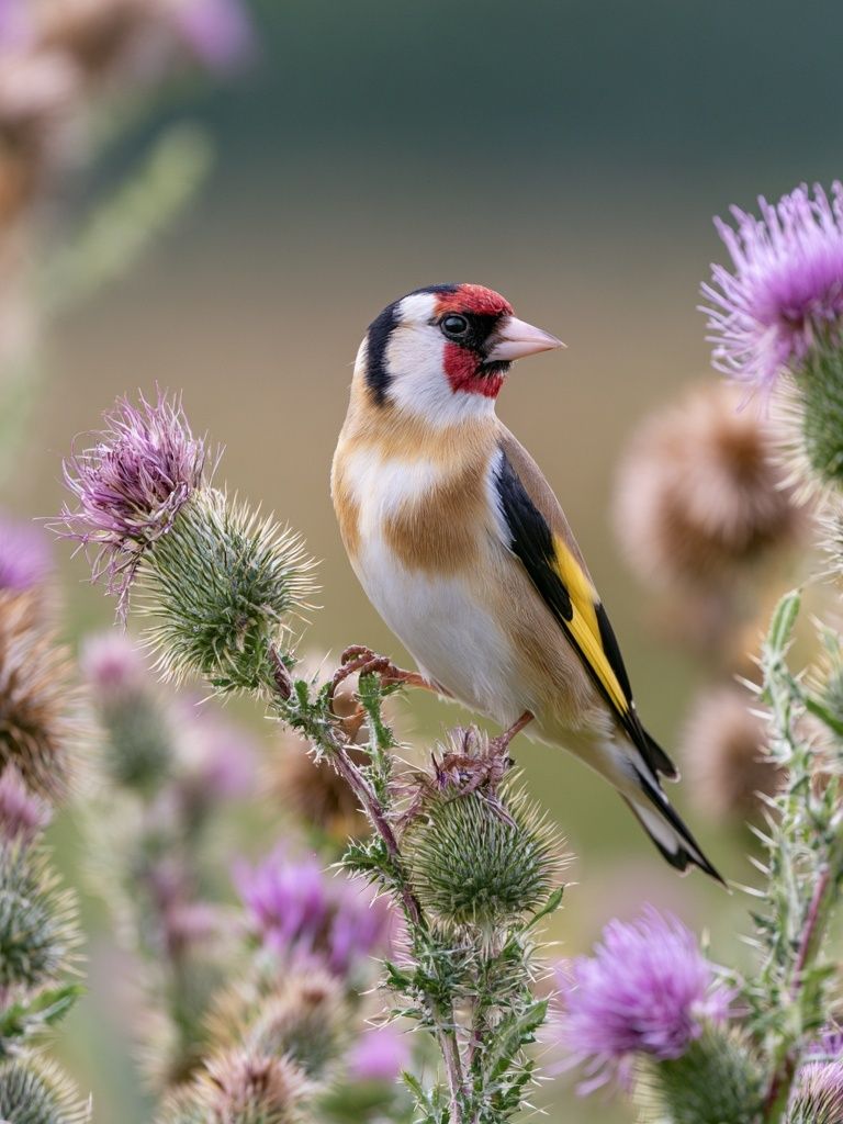 Goldfinch Among Thistles Poster. poster detail
