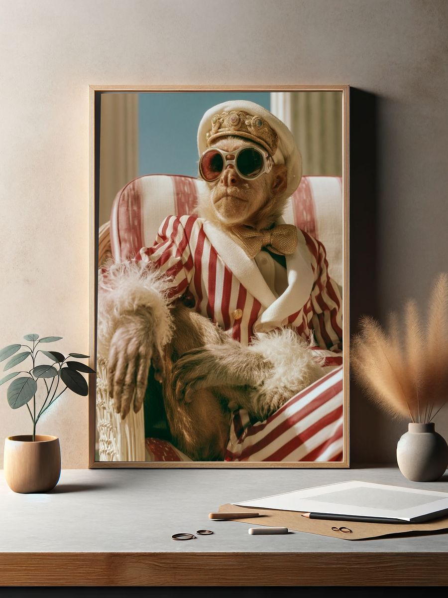 Dapper Monkey Portrait Poster. — room view 2