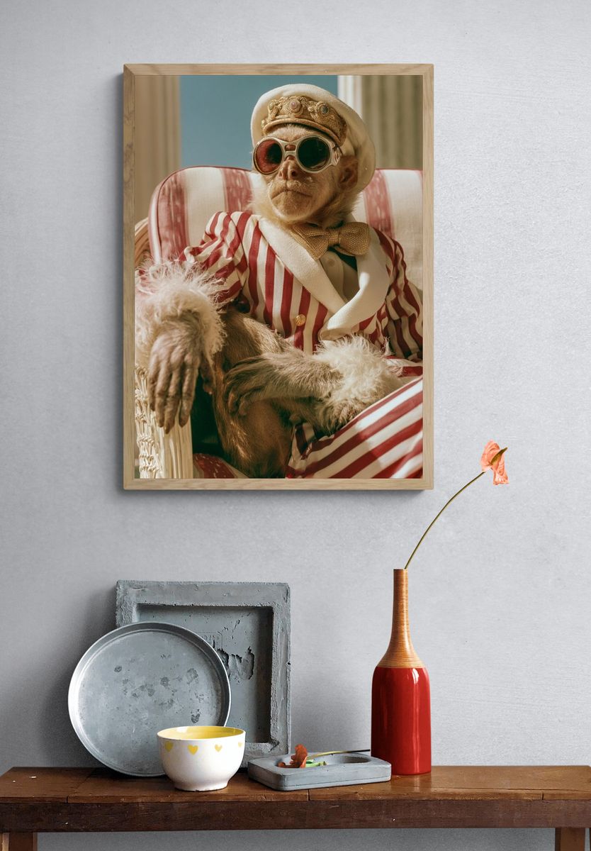 Dapper Monkey Portrait Poster. — room view 3