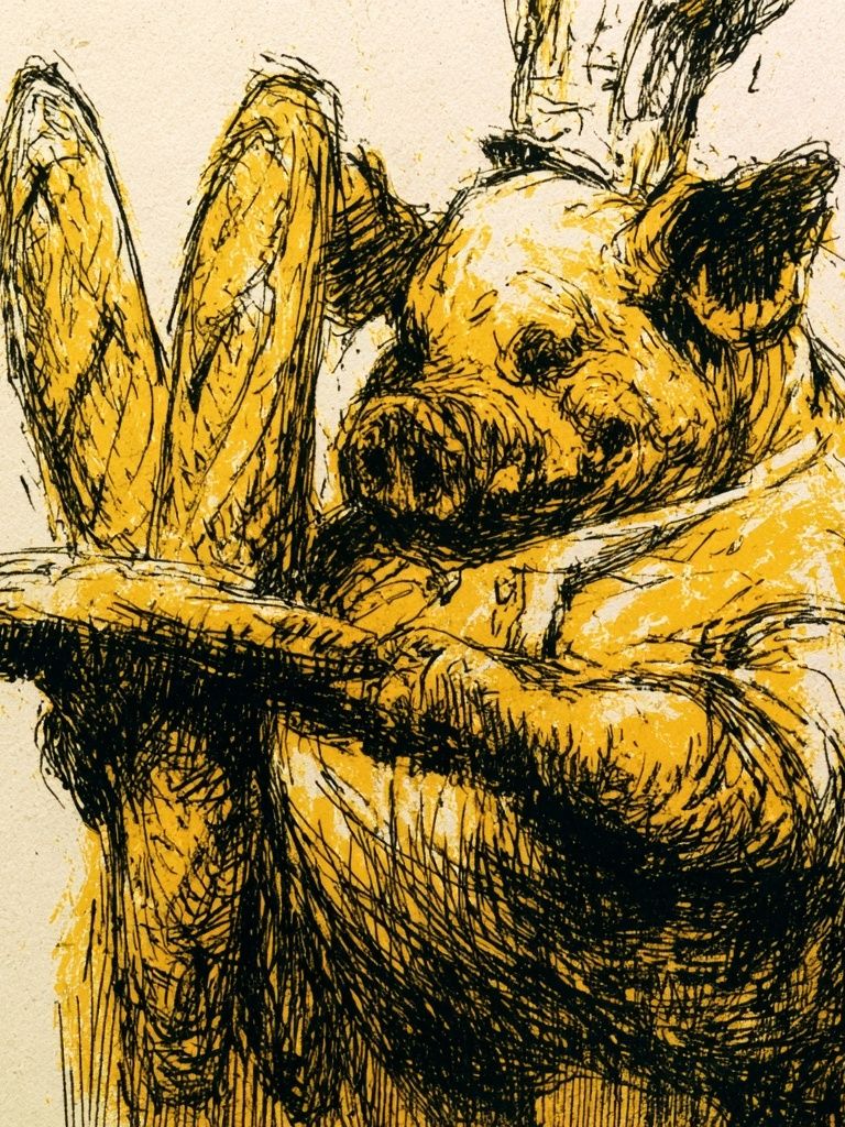 Sleeping Pig Sketch Poster. poster detail