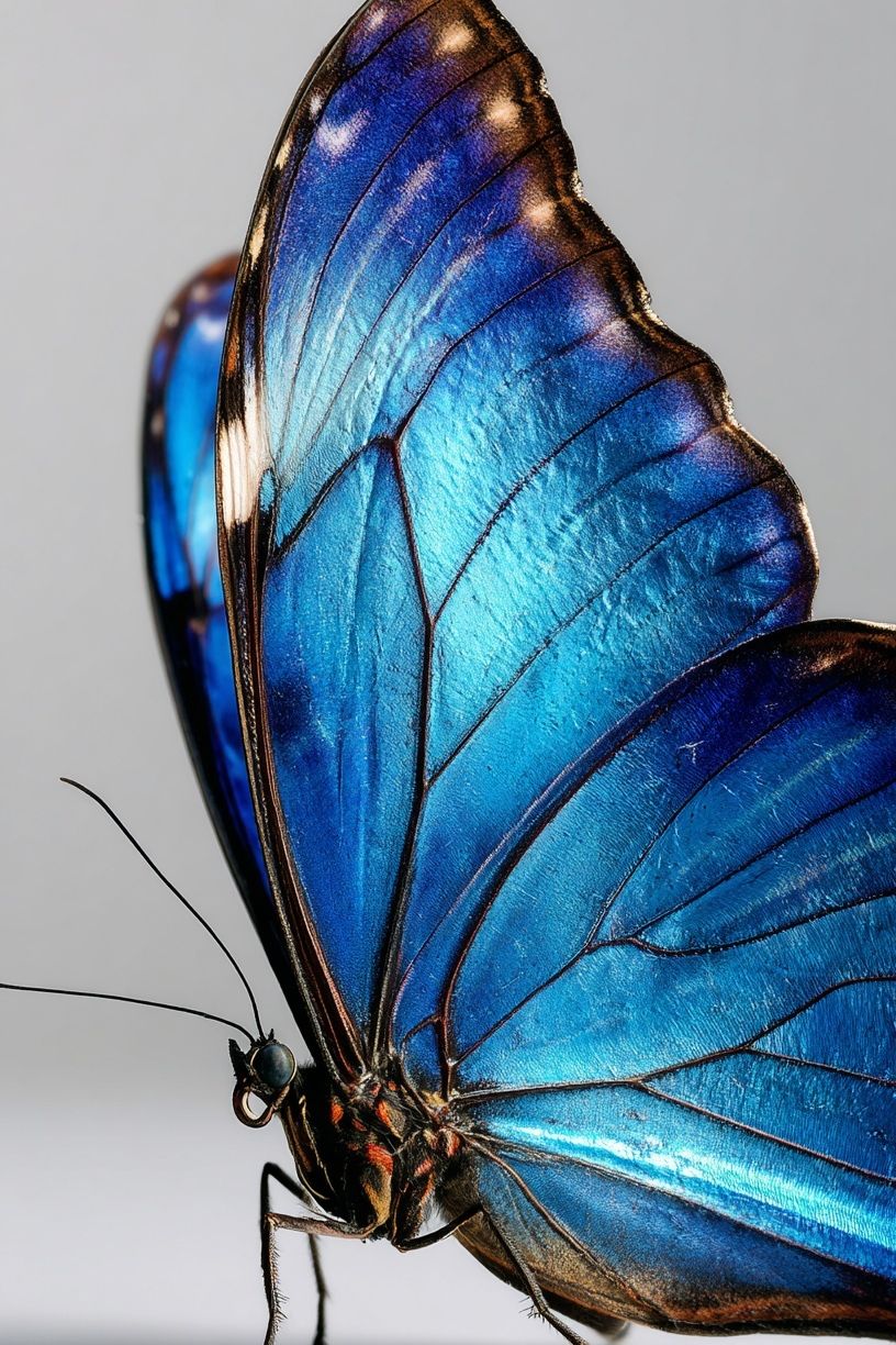 Blue Butterfly Macro Photography Poster. poster — animals art