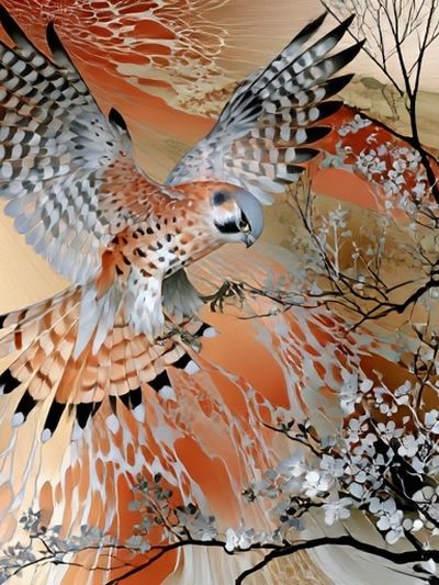 Falcon in Autumn Sky Illustration Poster. poster