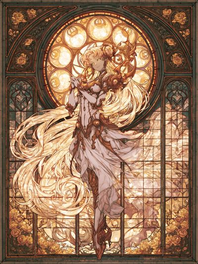Stained Glass Fantasy Woman Poster. poster