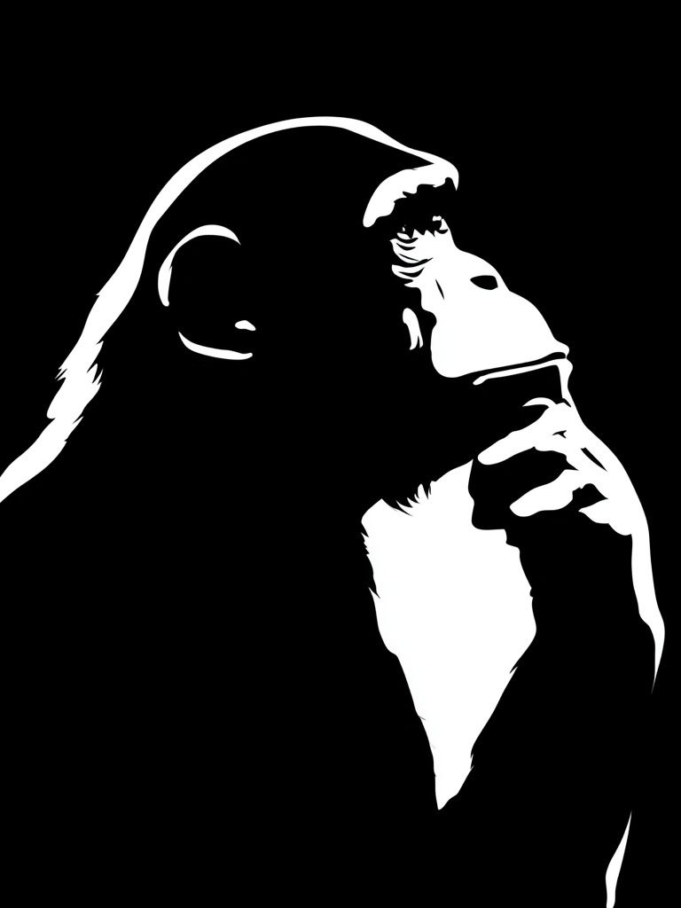 Gorilla Silhouette Black-White Poster. poster detail