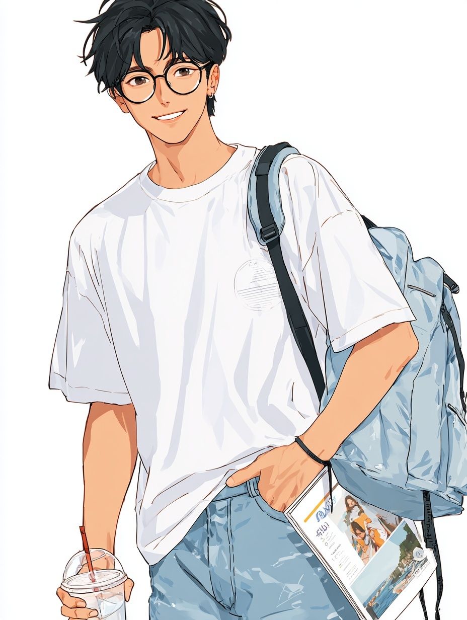 Anime Student Portrait Poster. poster detail