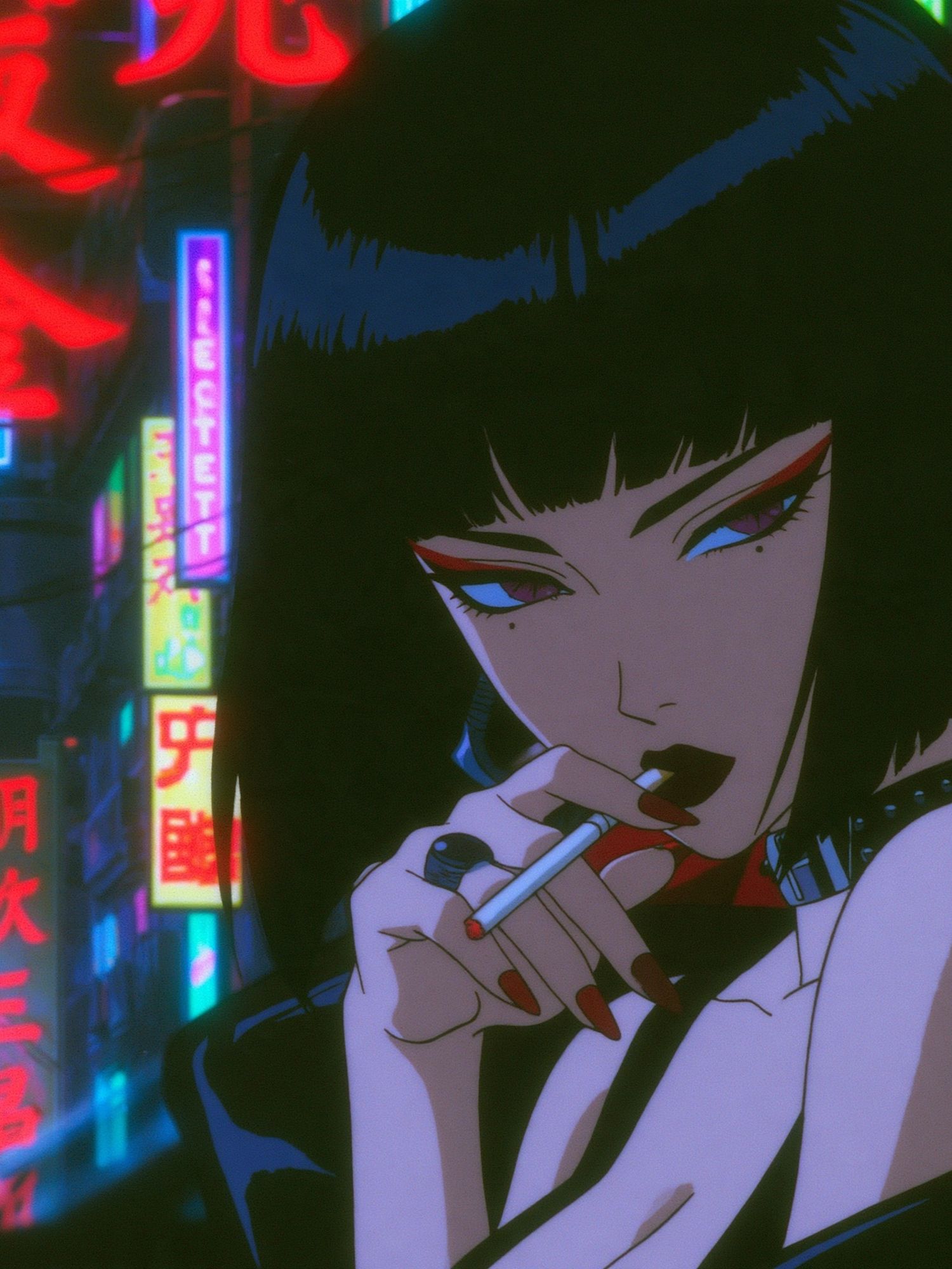 Neon Noir Woman Anime Poster. poster — anime art