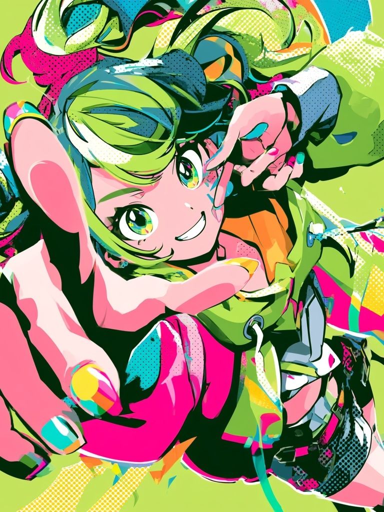 Neon Anime Girl Illustration Poster. poster — anime art